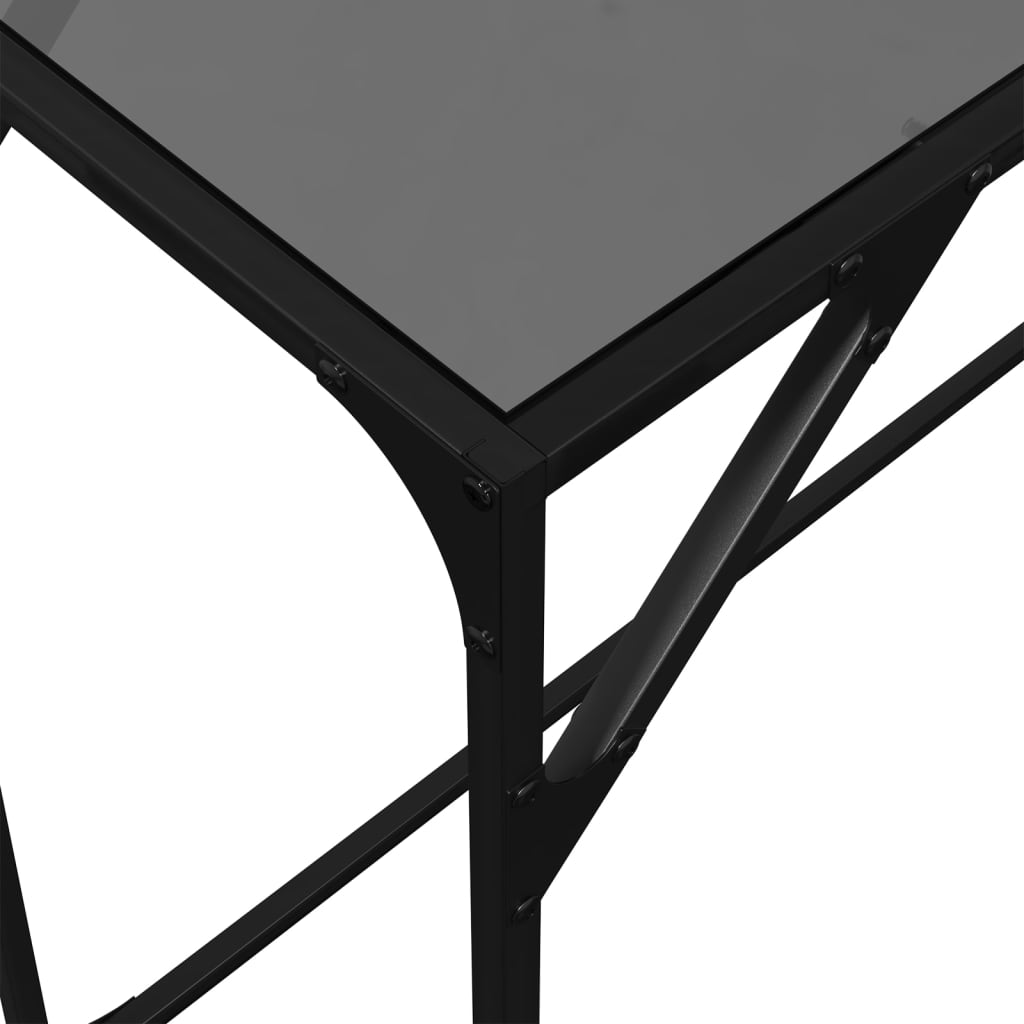 Console Table with Black Glass Top 98x35x81 cm Steel